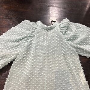 Textured Puff Sleeve Top in Light Blue